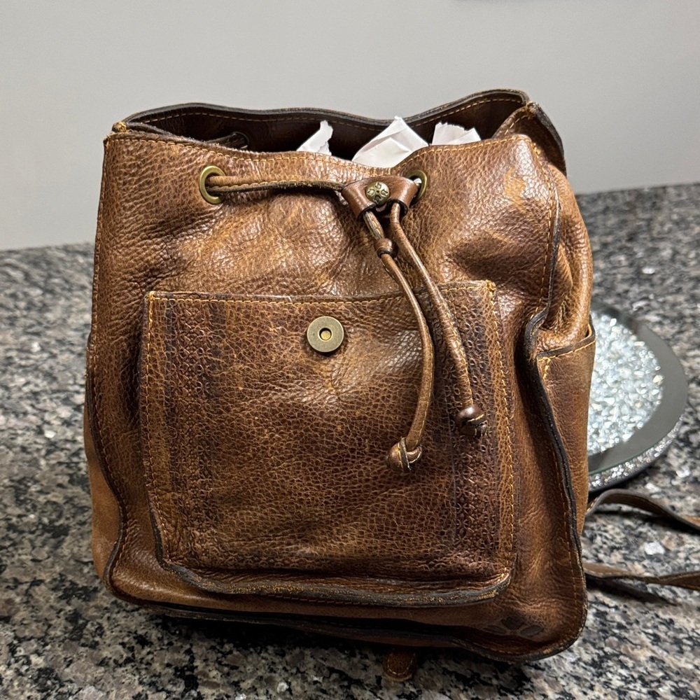 Patricia Nash Jovanna Tan Leather Rustic western Backpack with Tassel - Picture 11 of 16